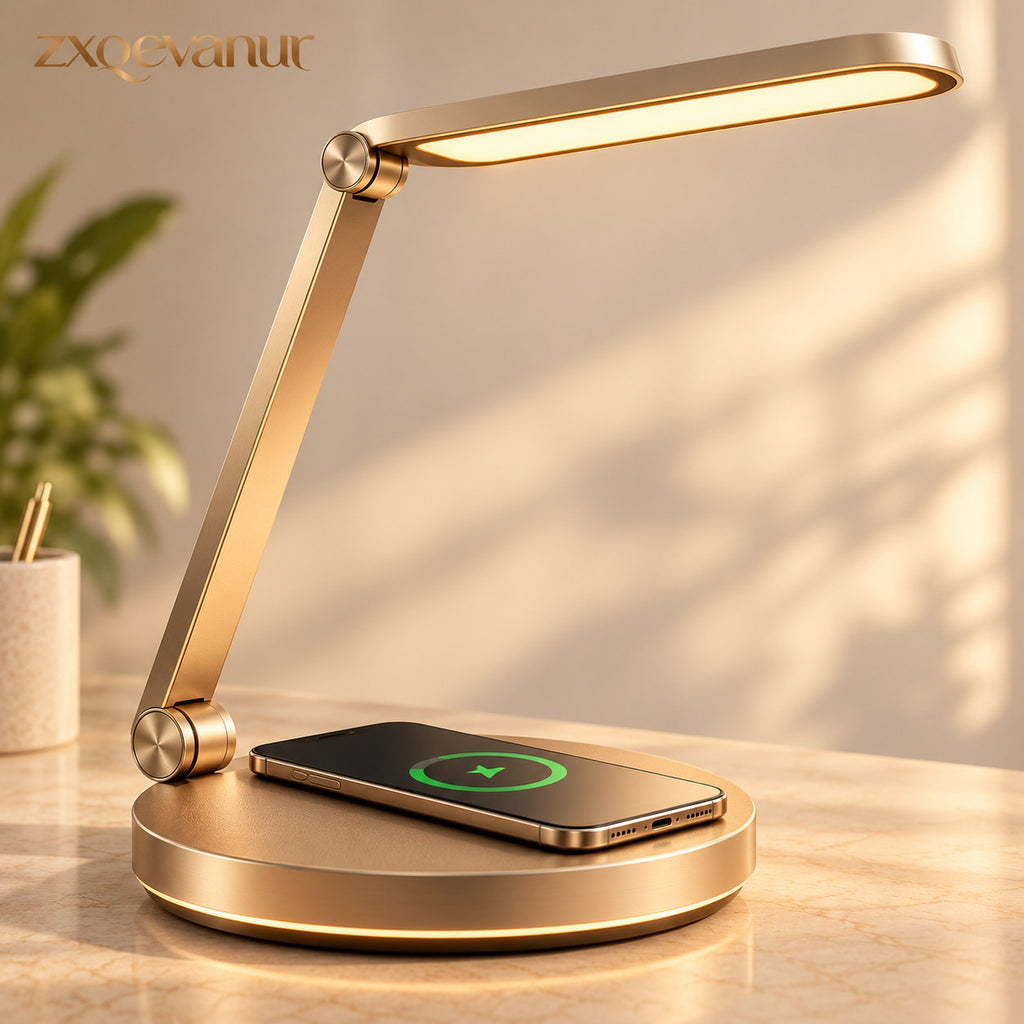 zxqevanur™ Champagne Gold Charging Desk Lamp main product image