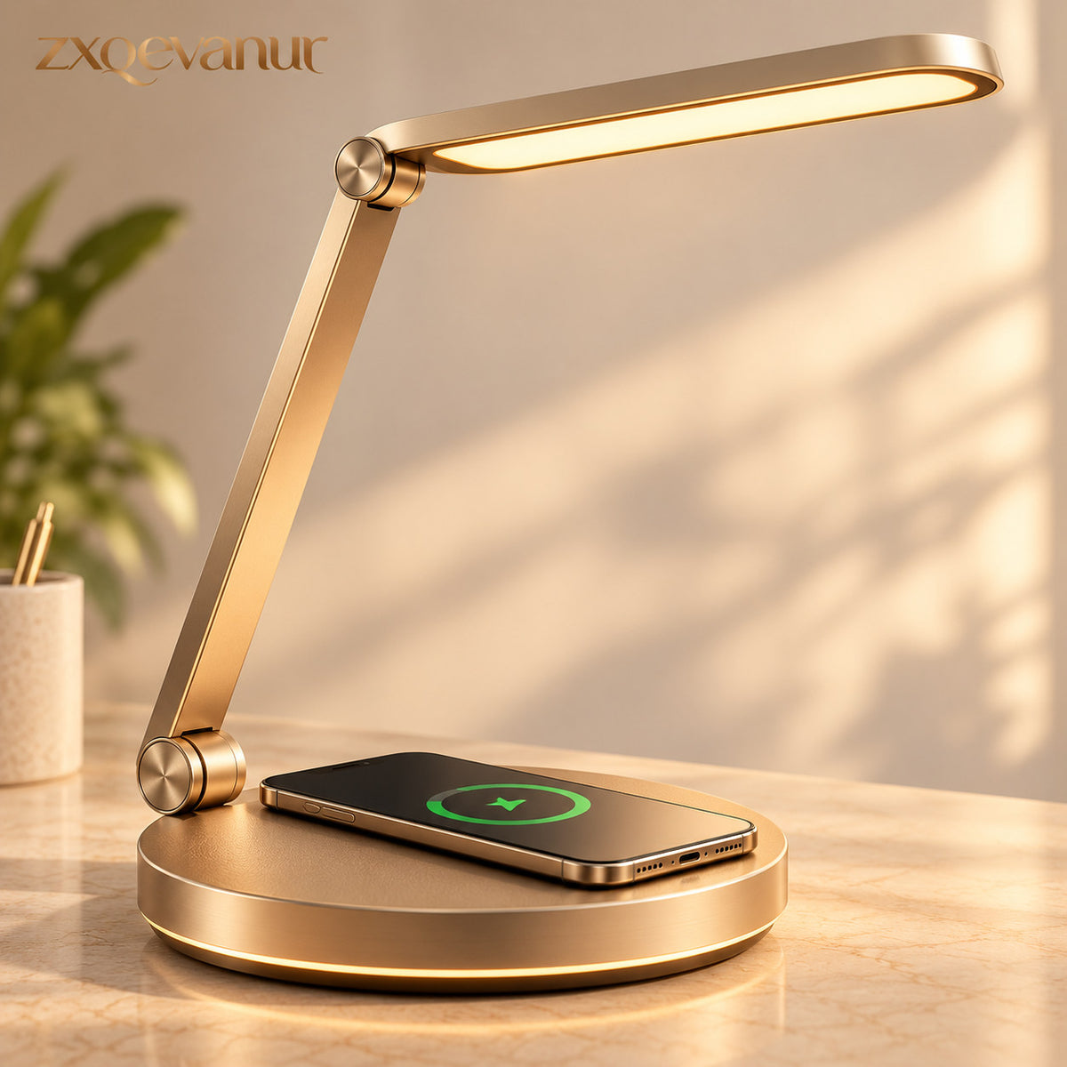 zxqevanur™ Champagne Gold Charging Desk Lamp main product image