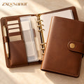 zxqevanur™ Cognac Leather-Look Ring Binder Organizer main product image